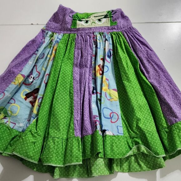 Girls Disney Pixar Inside Out 2 Disgust Custom Boutique Green Dress Size 4 - Picture 3 of 7
